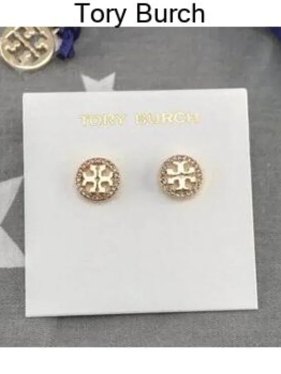 Tory Burch Miller Pav?? Stud Earrings in Gold - Picture 1 of 5